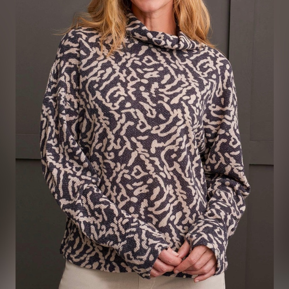 NWT- Women’s TRIBAL -FUNNEL NECK SWEATER TOP, Long-sleeve, Sapphire, size XL